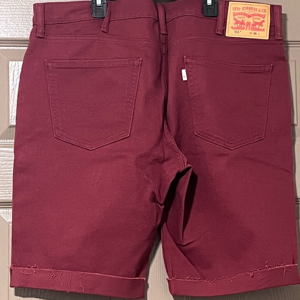 Burgundy Levi 511 Jean Shorts